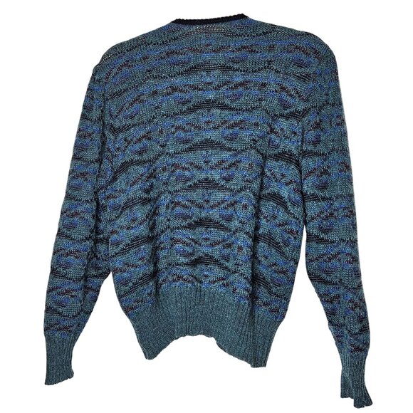 Geiger Womens Austrian Knit Cardigan Sweater 40‎ M Blue Green Wool Button Front - Picture 2 of 10